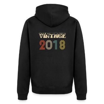 2018 Vintage Vintage Birthday Retro - Original - Veste à capuche bio Premium Unisexe - noir - Dos - Nico (187cm)