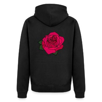 Pink Rose - Unisex Premium Organic Zip Hoodie - black - Back - Nico (187cm)