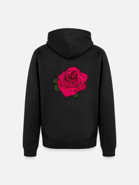 Pink Rose - Unisex Premium Organic Zip Hoodie - black