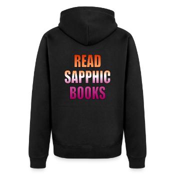 Read Sapphic Books - Unisex Premium Organic Zip Hoodie - black - Back - Nico (187cm)