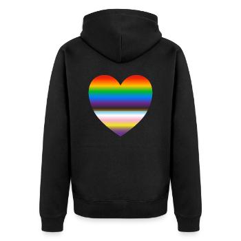 Inklusives Pride-Herz - Unisex Premium Bio Zip Hoodie - Schwarz - Hinten - Nico (187cm)