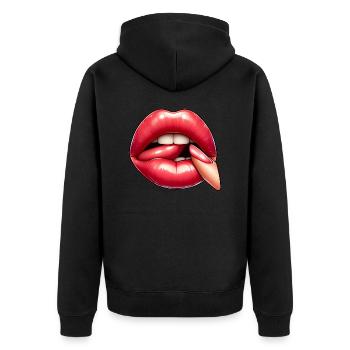 Attractive pink lip - Unisex Premium Organic Zip Hoodie - black - Back - Nico (187cm)