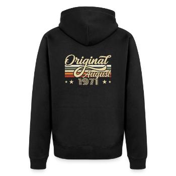 Août 1971 Anniversaire Août 1971 - Original 1971 - Veste à capuche bio Premium Unisexe - noir - Dos - Nico (187cm)