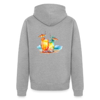 COCKTAIL ON THE BEACH - Unisex Premium Organic Zip Hoodie - heather grey - Back - Nico (187cm)