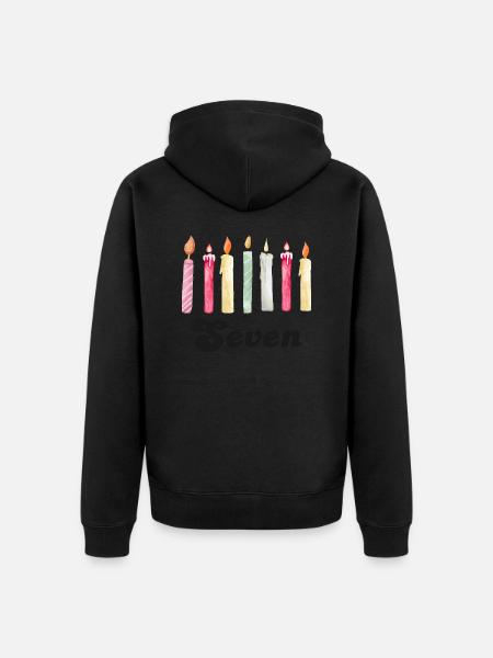 7th Anniversary Candle - Unisex Premium Organic Zip Hoodie - black