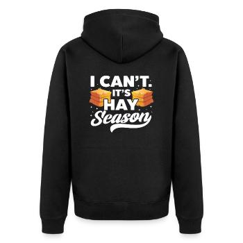 I Can't It's Hay Season Hay Baling Straw Bale - Unisex Premium Bio Zip Hoodie - Schwarz - Hinten - Nico (187cm)
