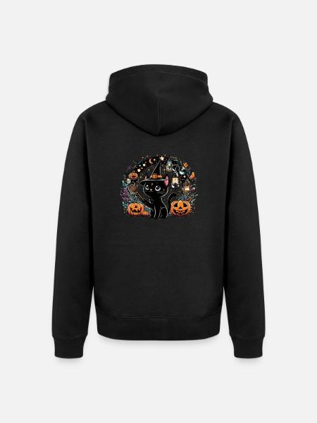 Spooky kitty Halloween 3 - Unisex Premium Organic Zip Hoodie - black