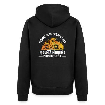 Mountain Bike MTB Vintage Slogan Funny - Unisex Premium Organic Zip Hoodie - black - Back - Nico (187cm)