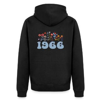 1966 Floral Pattern 1966 Floral Theme Floral 1966 - Unisex Premium Organic Zip Hoodie - black - Back - Nico (187cm)