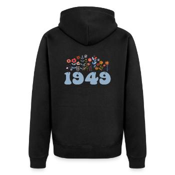 1949 Floral Pattern 1949 Floral Theme Flowers 1949 - Unisex Premium Organic Zip Hoodie - black - Back - Nico (187cm)
