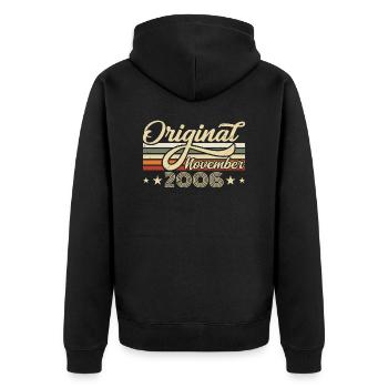 November 2006 Geburtstagsgeschenk November 2006 - Unisex Premium Bio Zip Hoodie - Schwarz - Hinten - Nico (187cm)