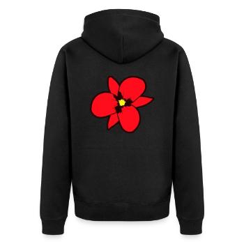 Rote Schöne Blume Frühling Sommer Natur Blümchen - Unisex Premium Bio Zip Hoodie - Schwarz - Hinten - Nico (187cm)