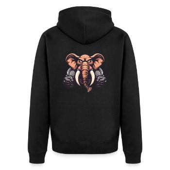 Elefant Tier Comic - Unisex Premium Bio Zip Hoodie - Schwarz - Hinten - Nico (187cm)