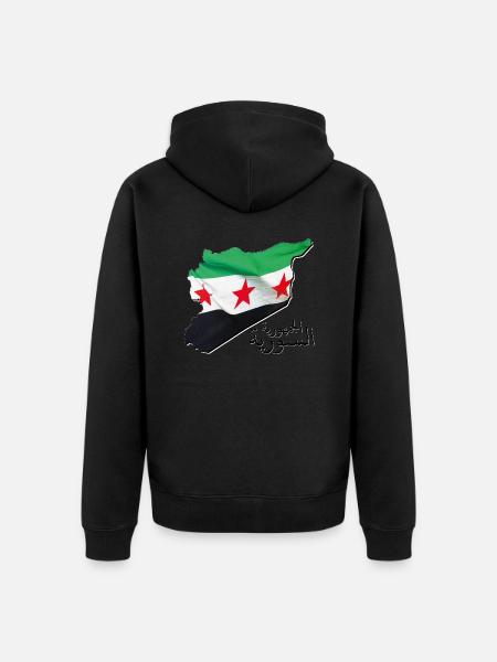 Syyrian lippu Syyriassa Kartta SY - Premium unisex luomu-huppari vetoketjulla - musta