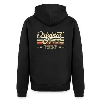 Anniversaire Janvier 1957 Janvier Né en janvier - Veste à capuche bio Premium Unisexe - noir - Dos - Nico (187cm)