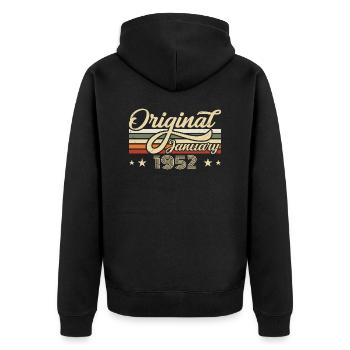 Anniversaire Janvier 1952 Janvier Né en Janvier - Veste à capuche bio Premium Unisexe - noir - Dos - Nico (187cm)