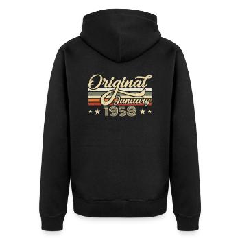 Anniversaire Janvier 1958 Janvier Né en Janvier - Veste à capuche bio Premium Unisexe - noir - Dos - Nico (187cm)