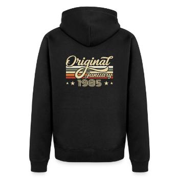 Anniversaire Janvier 1985 Janvier Né en janvier - Veste à capuche bio Premium Unisexe - noir - Dos - Nico (187cm)