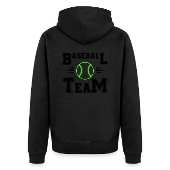 Baseball Team - Unisex Premium Organic Zip Hoodie - black - Back - Nico (187cm)