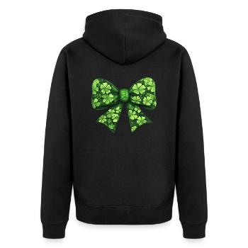 Schleife St Patricks Day Kleeblatt Glück - Unisex Premium Bio Zip Hoodie - Schwarz - Hinten - Nico (187cm)