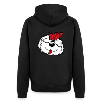 chien papillon nez mignon drôle heureux bande dessinée - Veste à capuche bio Premium Unisexe - noir - Dos - Nico (187cm)
