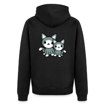 2 chats amis équipe équipage deux chatons de compagnie - Veste à capuche bio Premium Unisexe - noir - Dos - Nico (187cm)