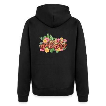 Aloha Holiday Hawaii Gift - Unisex Premium Organic Zip Hoodie - black - Back - Nico (187cm)