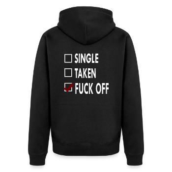 SINGLE FUCK OFF - Veste à capuche bio Premium Unisexe - noir - Dos - Nico (187cm)