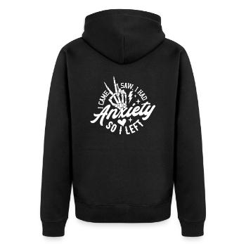 I Came, I Saw, I Had Anxiety So I Left - Unisex Premium Organic Zip Hoodie - black - Back - Nico (187cm)