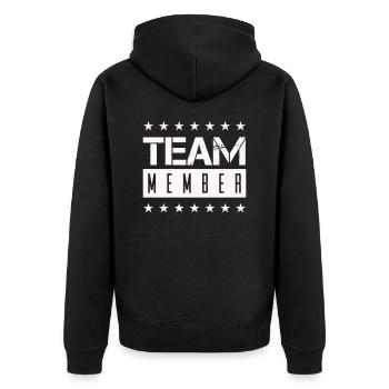 Team Member - Unisex Premium Organic Zip Hoodie - black - Back - Nico (187cm)
