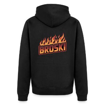 Broski - Bro Memes - Unisex Premium Organic Zip Hoodie - black - Back - Nico (187cm)