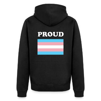 Trans Pride transpride Flag - Unisex Premium Organic Zip Hoodie - black - Back - Nico (187cm)