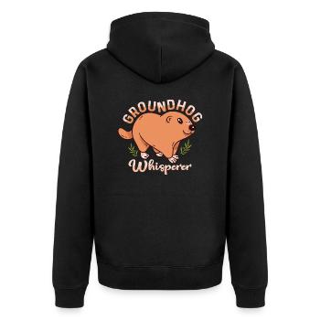 Groundhog Whisperer Rodent Animal - Unisex Premium Bio Zip Hoodie - Schwarz - Hinten - Nico (187cm)