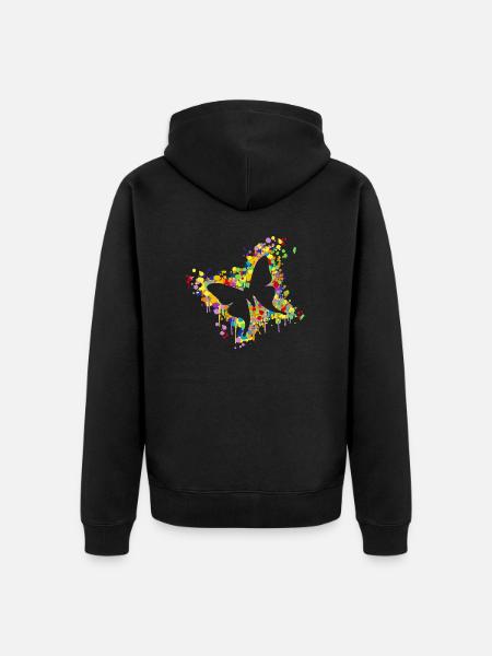 Schmetterling Splash - Unisex Premium Bio Zip Hoodie - Schwarz