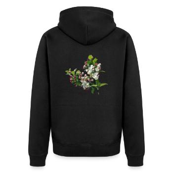Frühling Apfelblüte - Unisex Premium Bio Zip Hoodie - Schwarz - Hinten - Nico (187cm)