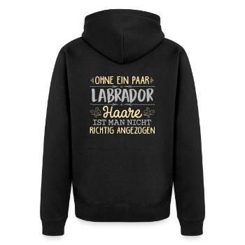 Labrador Retriever Labbi Hund Geschenk Haare - Unisex Premium Bio Zip Hoodie - Schwarz - Hinten - Nico (187cm)