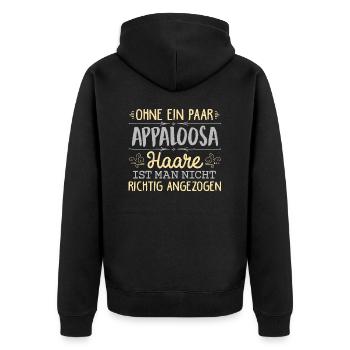 APPALOOSA Haare gehören dazu - Unisex Premium Bio Zip Hoodie - Schwarz - Hinten - Nico (187cm)