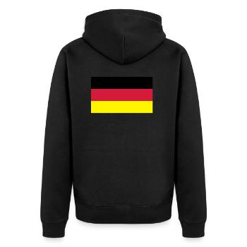 deutschlandflagge - Unisex Premium Bio Zip Hoodie - Schwarz - Hinten - Nico (187cm)
