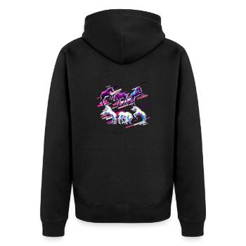 Unicorn Foal 80s Retro Violet - Veste à capuche bio Premium Unisexe - noir - Dos - Nico (187cm)