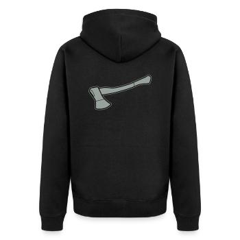 axe - Unisex Premium Organic Zip Hoodie - black - Back - Nico (187cm)