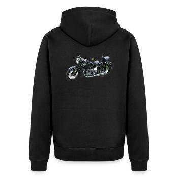 EMW R35 DDR Motorrad - Unisex Premium Bio Zip Hoodie - Schwarz - Hinten - Nico (187cm)