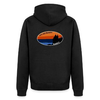 Côte des Basken Biarritz - Unisex Premium Bio Zip Hoodie - Schwarz - Hinten - Nico (187cm)