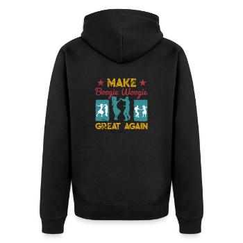Make Boogie Woogie Great Again Tanzen Geschenk - Unisex Premium Bio Zip Hoodie - Schwarz - Hinten - Nico (187cm)
