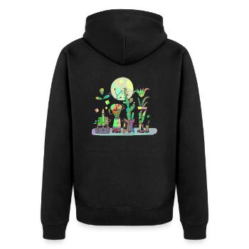 Pflanzen, Blumen - Unisex Premium Bio Zip Hoodie - Schwarz - Hinten - Nico (187cm)
