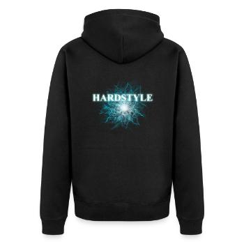 hardstyle blue - Unisex Premium Bio Zip Hoodie - Schwarz - Hinten - Nico (187cm)