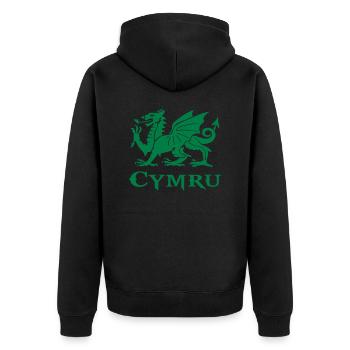 Flagge von Wales cymru dragon Welsh Dragon - Unisex Premium Bio Zip Hoodie - Schwarz - Hinten - Nico (187cm)