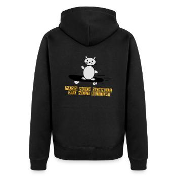 Die Welt retten Kätzchen Lustige Sprüche - Unisex Premium Bio Zip Hoodie - Schwarz - Hinten - Nico (187cm)