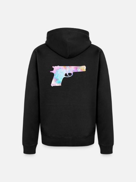 Bunte Waffe Pistole - Unisex Premium Bio Zip Hoodie - Schwarz
