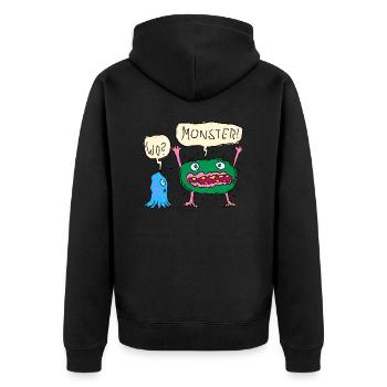 There are monsters - Unisex Premium Organic Zip Hoodie - black - Back - Nico (187cm)