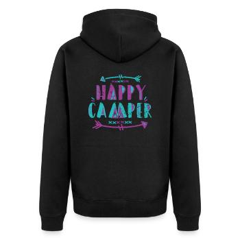 Happy Camper Shirt - Unisex Premium Organic Zip Hoodie - black - Back - Nico (187cm)